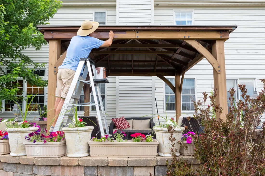 A patio cover under construction — illustrative stock photo, not an actual Clark County inspection.